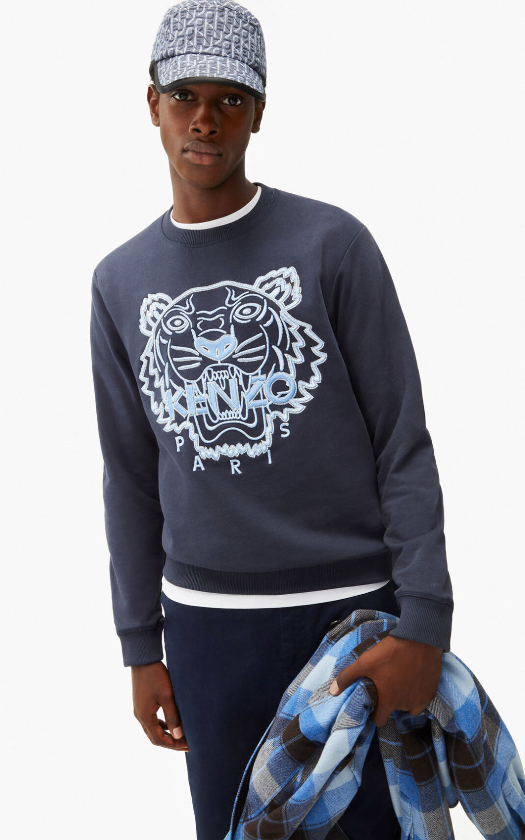 Kenzo Tiger Sweatshirt Blue Black For Mens 8760ZHNPW